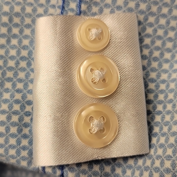 EGARA Slim Fit Non-Iron Blue & white micro check Long-sleeved Button-down Shirt, - Picture 9 of 11